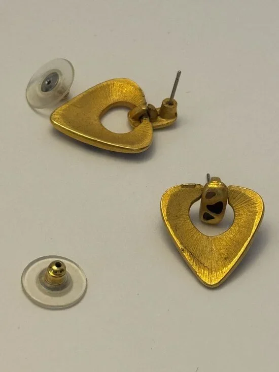 Cine Post Earrings Vintage Leopard Animal Print Triangle Enamel Accent Jewelry - Picture 5 of 9